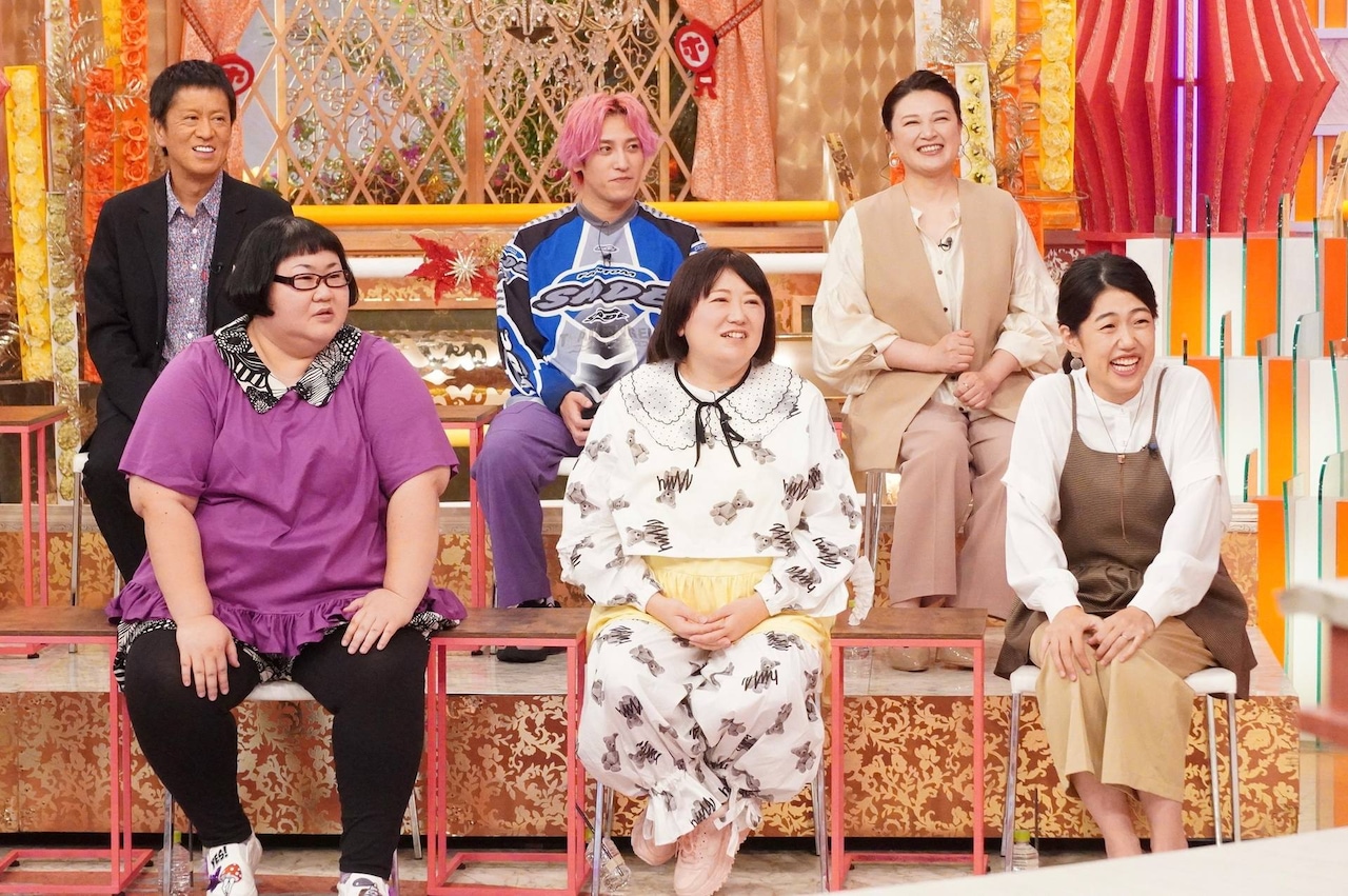 「ホンマでっか!?TV」にゲスト出演する（前列左から）メイプル超合金・安藤なつ、森三中・黒沢、横澤夏子
