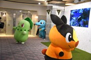 イベントの会場ロビーにはポケモンたちも駆けつけた。先頭からポカブ、チコリータ、ワニノコ