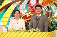 左から、山﨑夕貴アナ、南海キャンディーズ山里