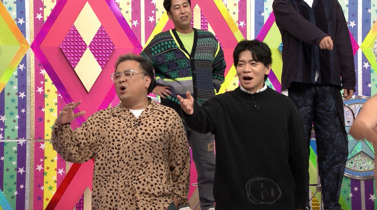 「ロンドンハーツ」に出演する、（手前左から）とろサーモン久保田、マヂカルラブリー・野田クリスタルと、ウエストランド井口（後列）ら