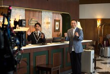 Indeed新CMの撮影に臨む中川家