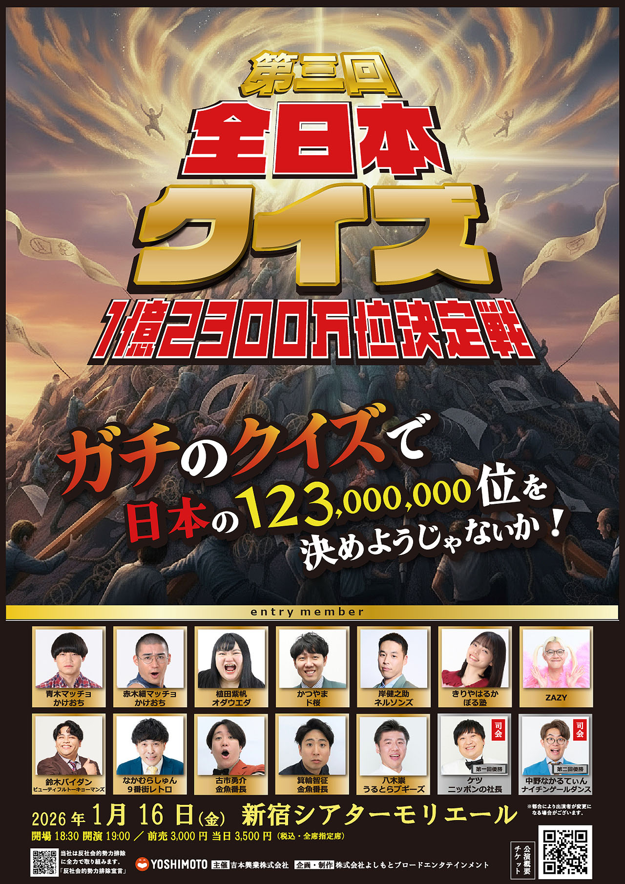 「第三回 全日本クイズ1億2300万位決定戦」