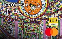 ジミー大西がデザインした「FANY BANK」デビットカード