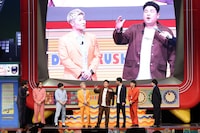 トークコーナーに参加したフースーヤ、豪快キャプテン、バッテリィズ