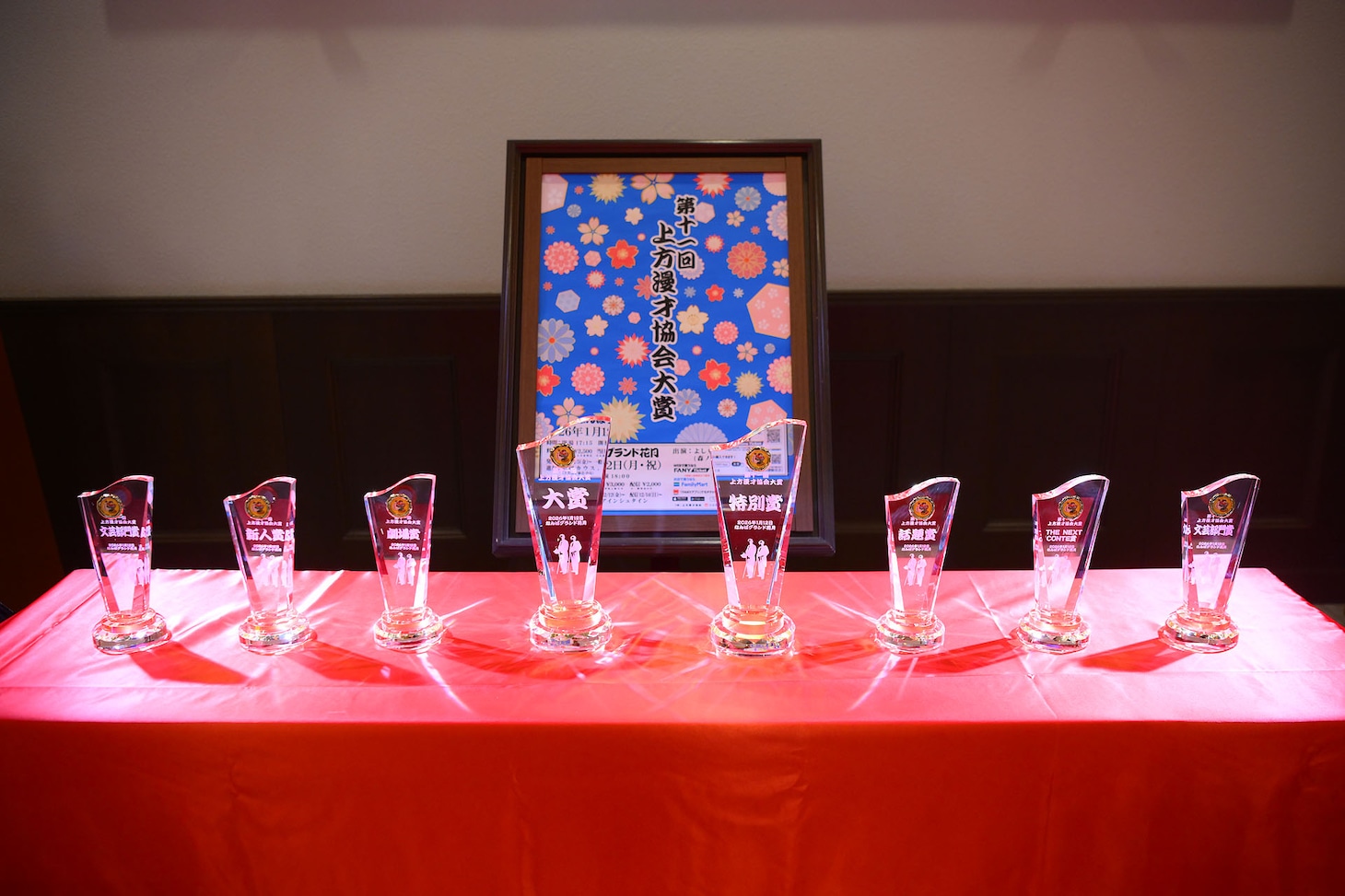 「第十一回 上方漫才協会大賞」各賞トロフィー