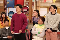 前列左から、陣内智則、マユリカ、ロングコートダディ堂前、後列左から、ぱーてぃーちゃん・金子きょんちぃ、爛々・萌々