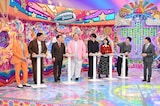 左から、豪快キャプテン、ママタルト、囲碁将棋・文田、紅しょうが稲田、アインシュタイン河井、蛍原徹