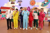 左から、かまいたち濱家、博多華丸・大吉、みなみかわ、千鳥、かまいたち山内