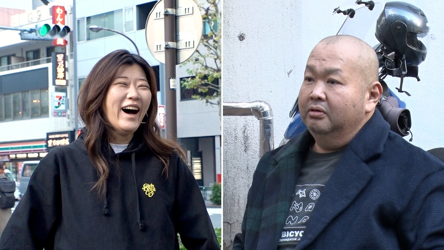 左から、ヒコロヒーと、そのヒコロヒーを「好きな女性芸人No.1」という東京ダイナマイト・ハチミツ二郎