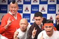 左から左から、しんや、今井らいぱち、ドンデコルテ渡辺銀次、ななまがり初瀬