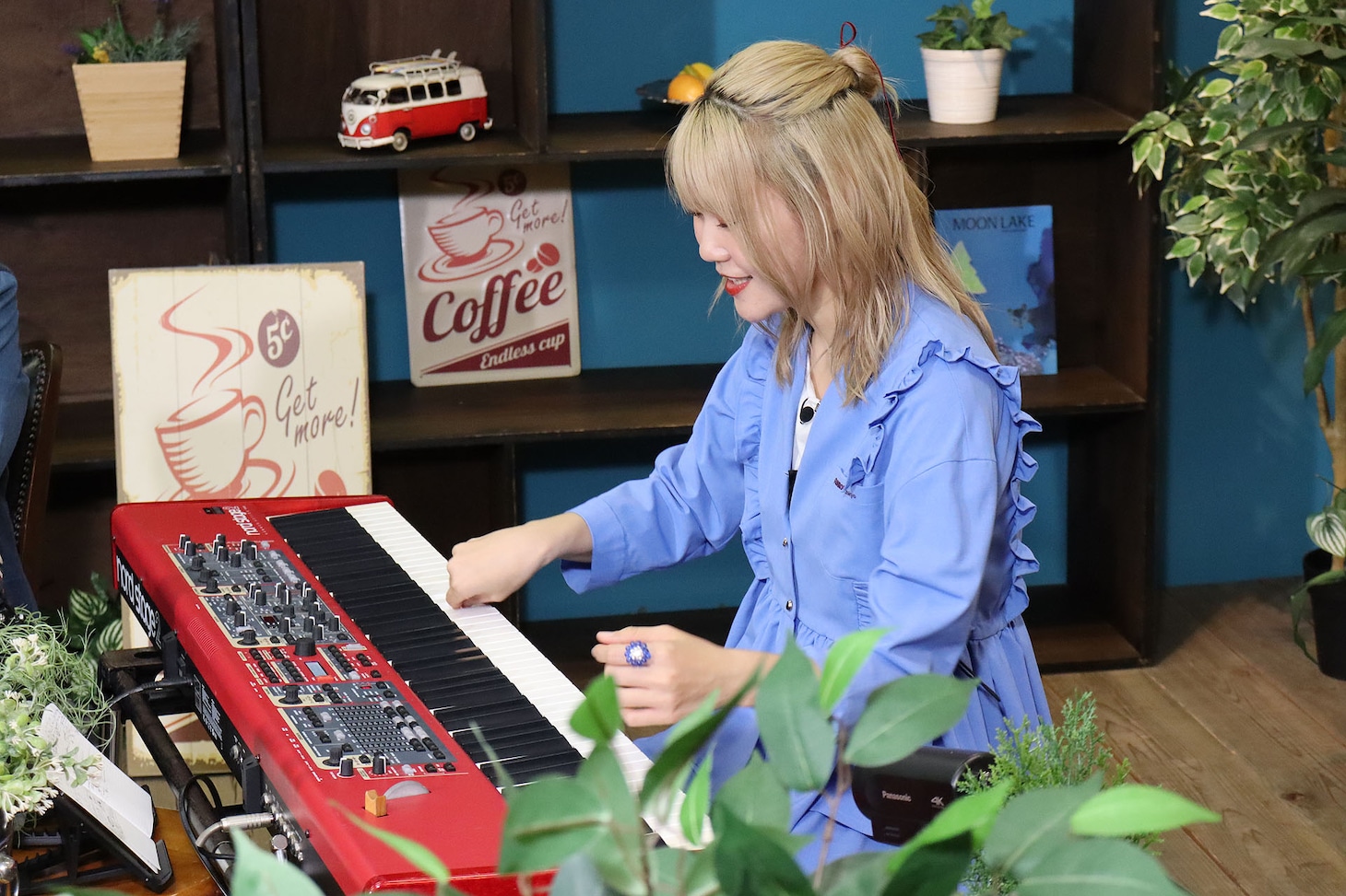 鍵盤を弾くハラミちゃん