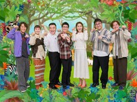 左から狩野英孝、村上佳菜子、アンタッチャブル、矢田亜希子、なすなかにし