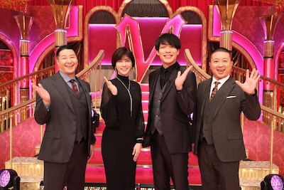 左から、チョコレートプラネット長田、内田有紀、麒麟・川島、チョコレートプラネット松尾