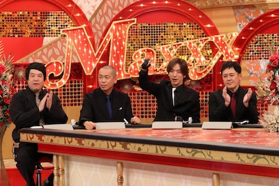 左から、タカアンドトシ、DAIGO、くりぃむしちゅー有田