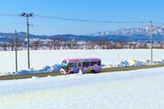雪の中を走るひむバス