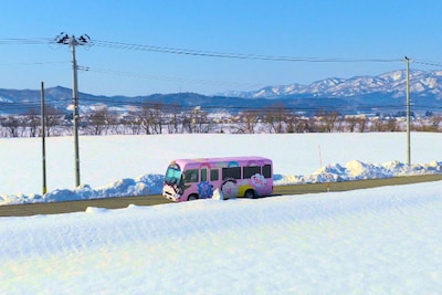 雪の中を走るひむバス