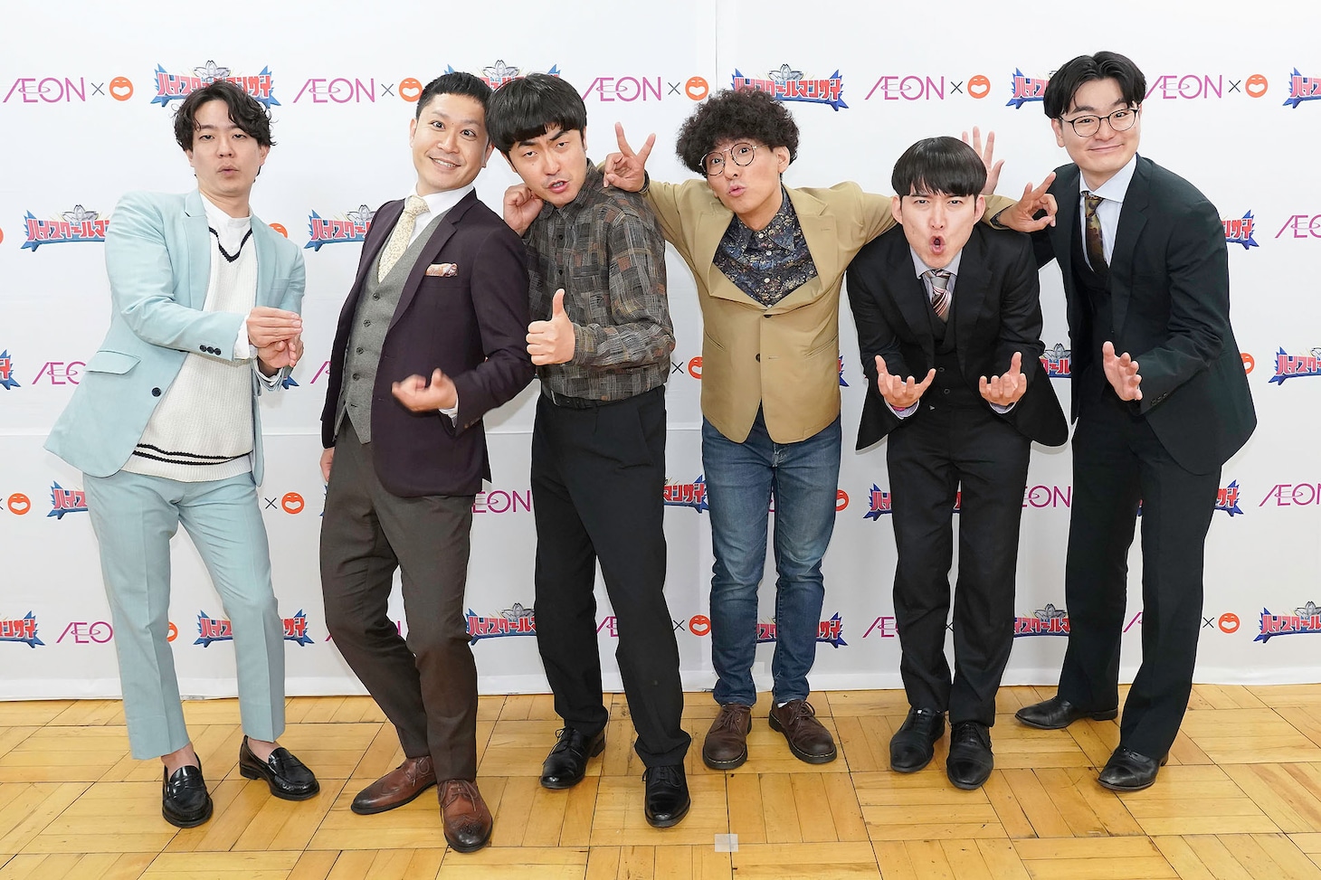 「ハイスクールマンザイ2026」概要発表生配信に出演しためぞん、たくろう、ドンデコルテ（写真提供：吉本興業）