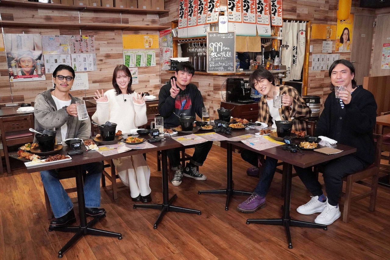 「千原ジュニアのヘベレケSP」に出演する（左から）松本利夫、佐々木久美、劇団ひとり、千原ジュニア、ふかわりょう