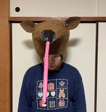 ベルナルド・ハギノリザードマンが制作したアリクイの被り物