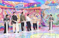 左から、オズワルド伊藤、相席スタート山添、アンガールズ田中、アンタッチャブル山崎、ブラックマヨネーズ小杉、蛍原徹