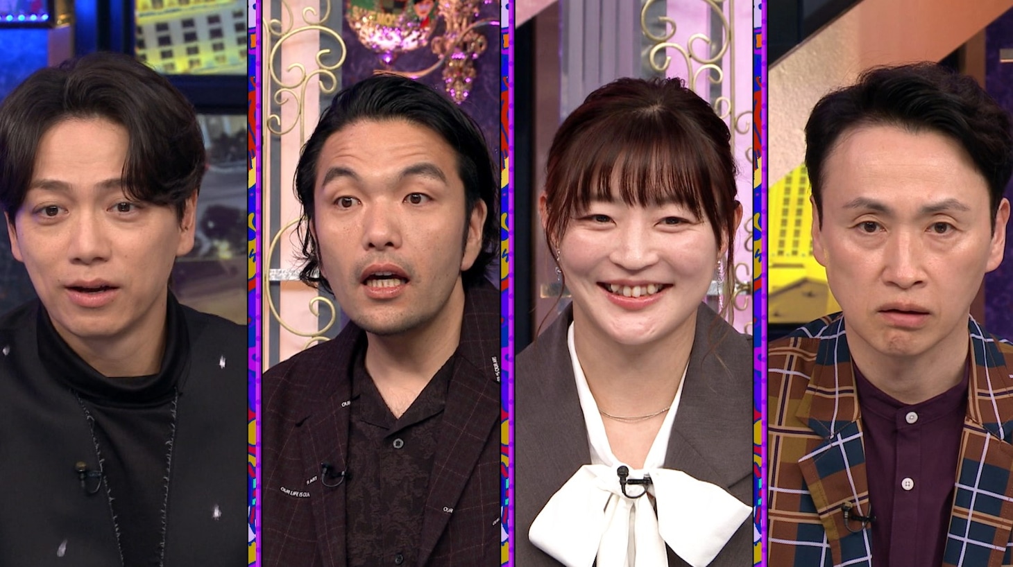 左から山崎育三郎、見取り図・盛山、角田夏実、アンジャッシュ児嶋