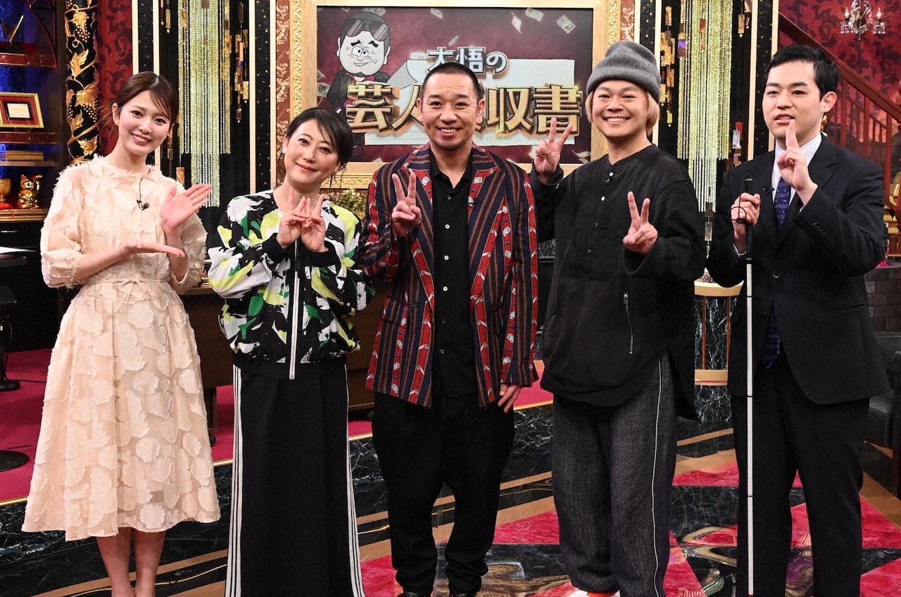 左から黒田みゆアナウンサー、友近、千鳥・大悟、中山功太、濱田祐太郎