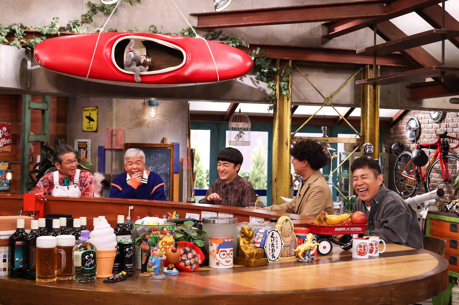 左から間寛平、村上ショージ、たくろう、ナインティナイン岡村