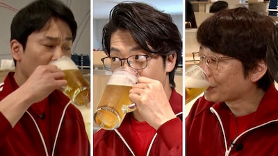 濱家チームの（左から）かまいたち濱家、こたけ正義感、三四郎・小宮