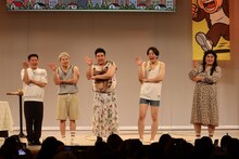 左から丸亀じゃんご安場、豪快キャプテン、例えば炎
