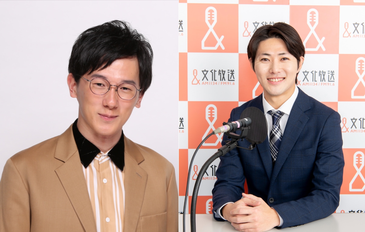 左からザ・マミィ林田、 小宅世人アナウンサー