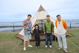 特番「小峠と西村キャンプ場」に出演する木村昴、永尾柚乃、バイきんぐ