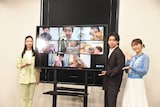 左から松田和佳アナウンサー、マヂカルラブリー・野田クリスタル、渋谷凪咲