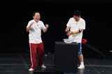 熱湯メガネの罰ゲームを受ける宮川大輔。その直後、ダイアン津田も道連れとなった