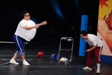風船爆破直前の宮川大輔とダイアン津田