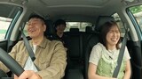 「向井長田のくるま温泉ちゃんねる」に出演するチョコレートプラネット長田（左）、丹生明里（右）、パンサー向井（後部座席）
