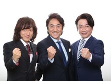 「ミス・サイゴン」にてエンジニア役を務める3人。左からダイアモンド☆ユカイ、市村正親、駒田一。