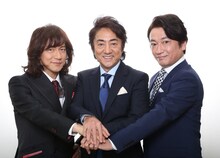 「ミス・サイゴン」にてエンジニア役を務める3人。左からダイアモンド☆ユカイ、市村正親、駒田一。