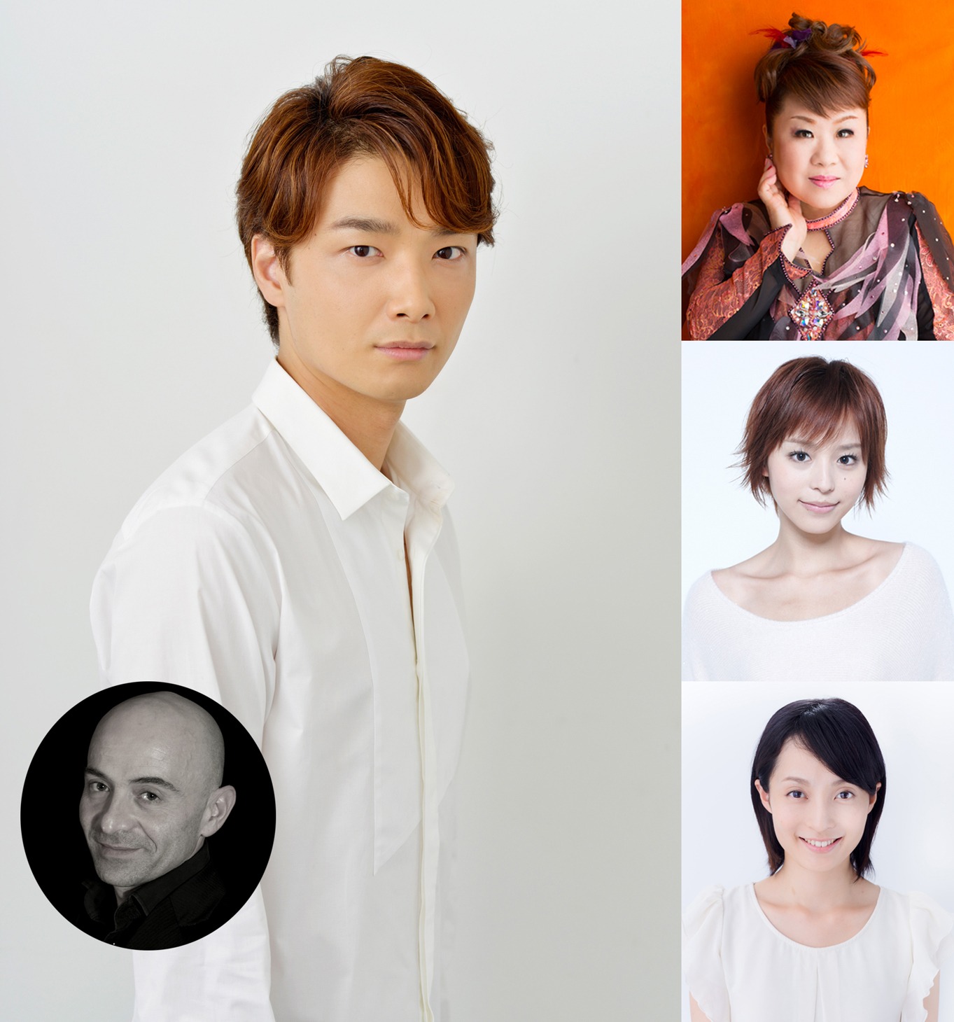 「僕らのミュージカル・ソング」より。左上から時計回りに井上芳雄、天童よしみ、平野綾、和音美桜、フィリップ・エマール。