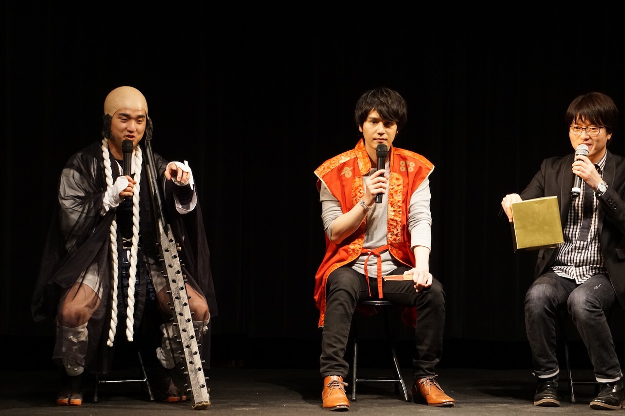 左から⻑谷川ヨシテル、山本匠馬、座間隆司プロデューサー。