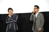 「シネマ歌舞伎版『歌舞伎NEXT 阿弖流為〈アテルイ〉』」完成披露上映会より、左から市川染五郎、中村勘九郎。