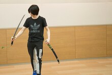 殺陣稽古を行う北村諒。