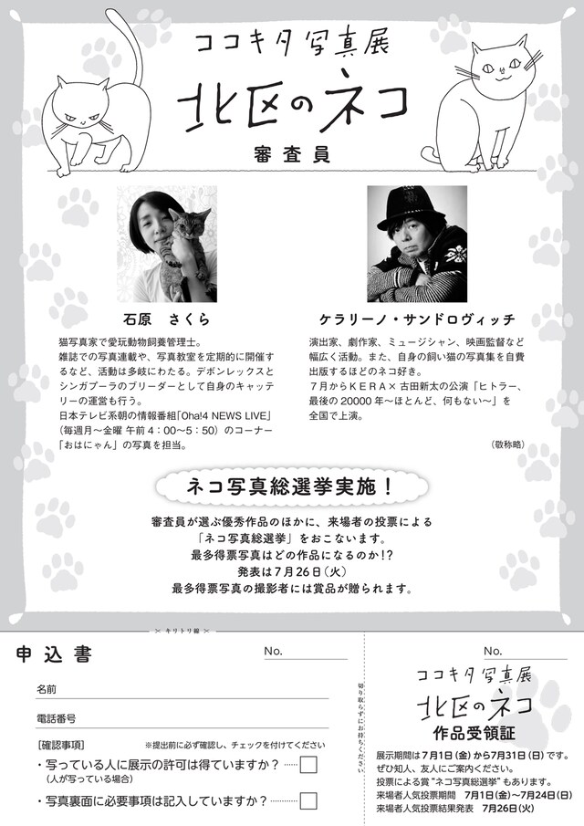 「ココキタ写真展『北区のネコ』」チラシ裏