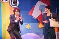 左から朝陽（木戸邑弥）、伊豆見町子（小野川晶）。