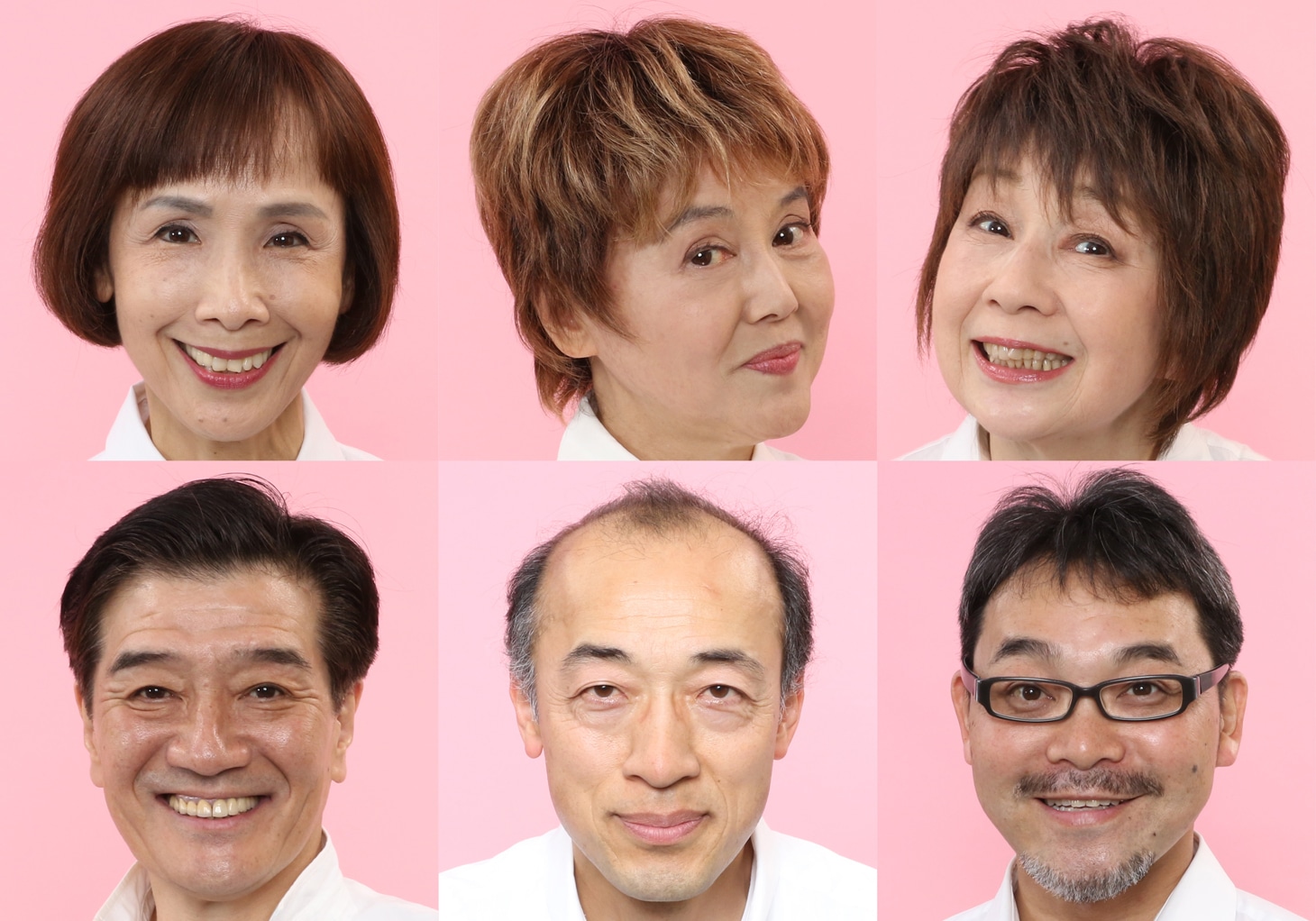 左上から時計回りに松金よね子、岡本麗、田岡美也子、本間剛、酒向芳、大谷亮介。