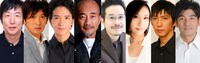 直人と倉持の会 vol.2「磁場」出演者。左から、黒田大輔、長谷川朝晴、渡部豪太、竹中直人、田口トモロヲ、大空祐飛、菅原永二、玉置孝匡。