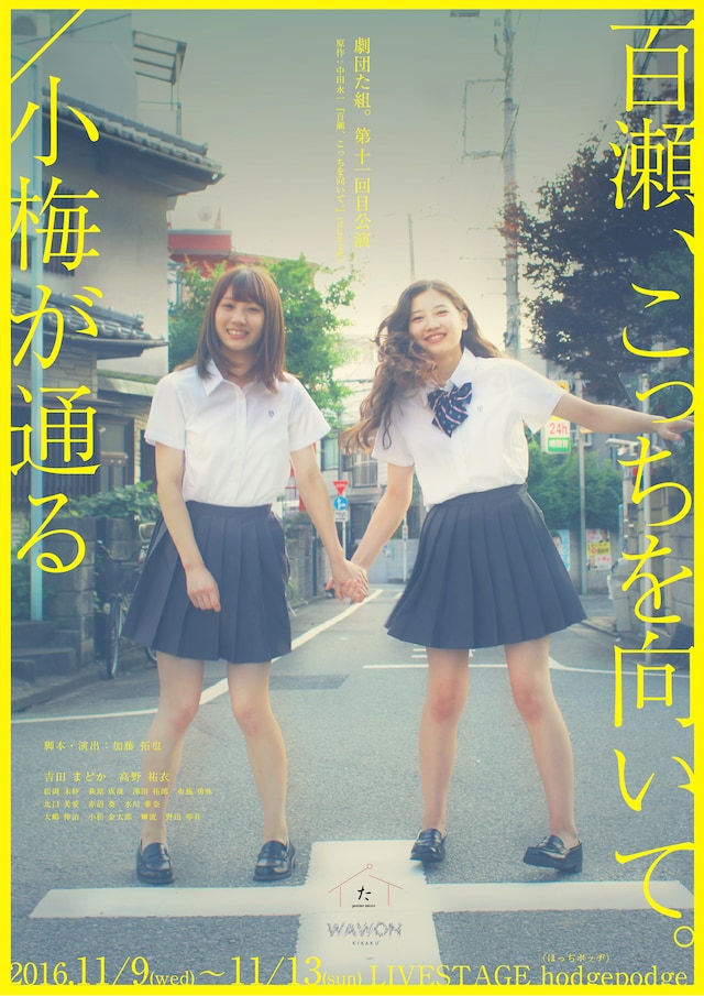 劇団た組。第11回目公演「百瀬、こっちを向いて。/小梅が通る」キービジュアル1