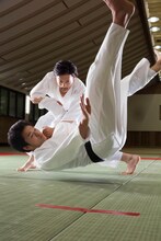 投げ技を披露する宮崎秋人。