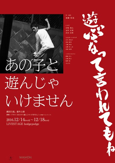 劇団た組。番外記念公演「あの子と遊んじゃいけません」ビジュアル