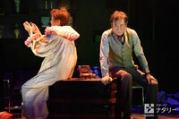 「スルース～探偵～」ゲネプロより、左から新納慎也演じるマイロ・ティンドル、西岡徳馬演じるアンドリュー・ワイク。