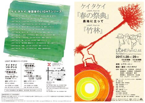 ケイタケイ LIGHT 津々浦々シリーズ 2016 LIGHT, Part 42「『春の祭典』農地に立って」、LIGHT, Part 44「竹林」チラシ外面